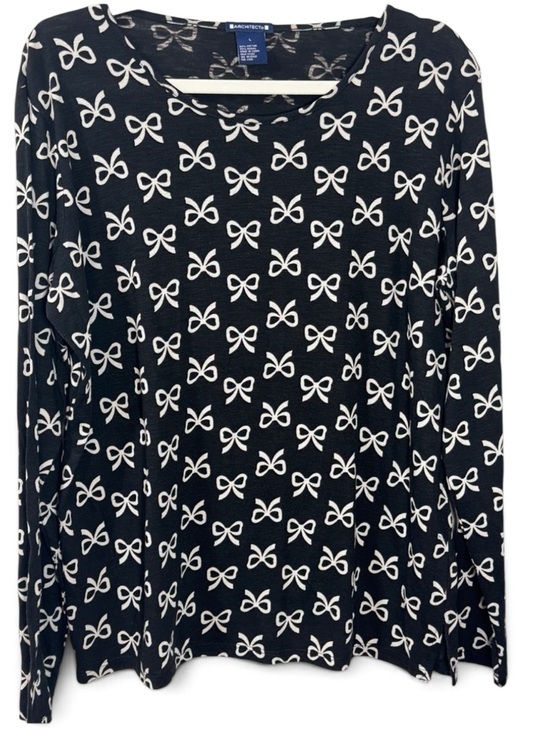 Architect Tops - Architect Black Long Sleeve Tee with White Bow Print - Size Medium & Large